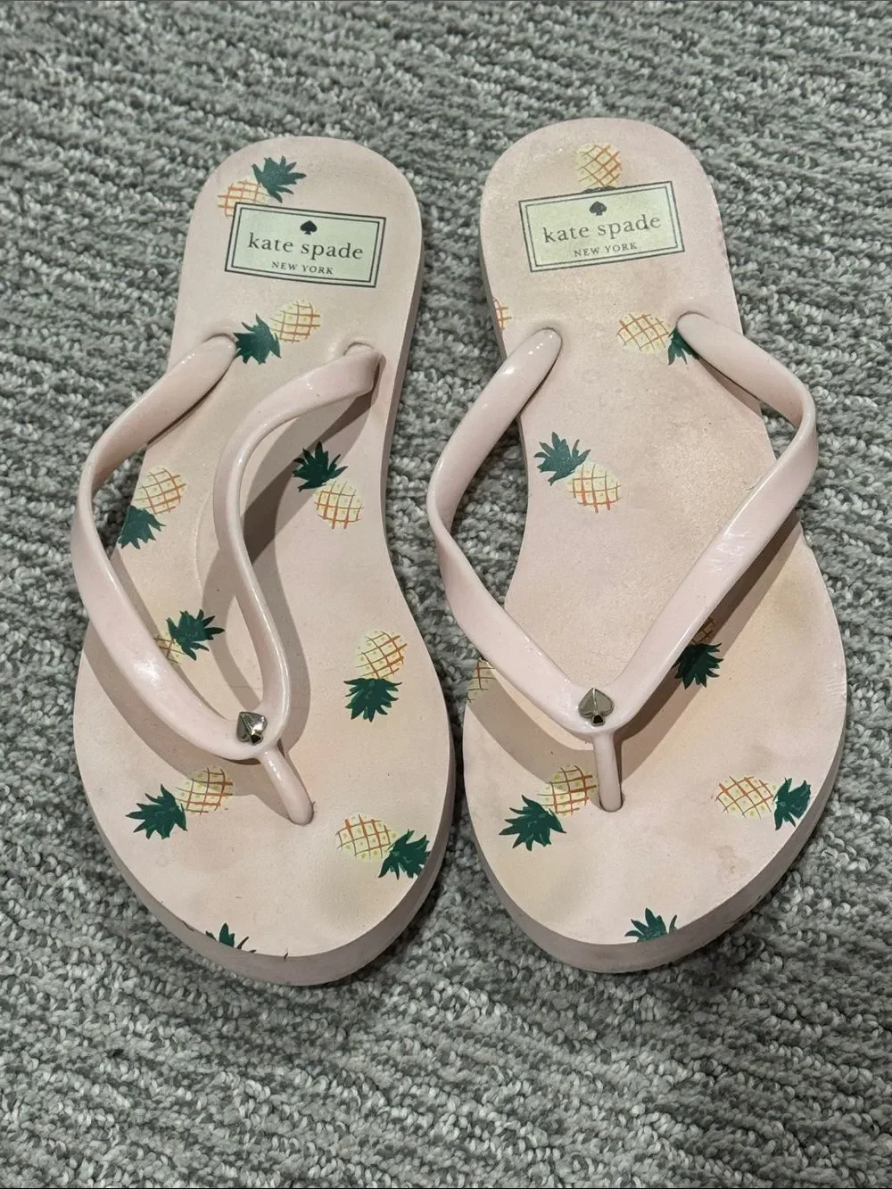kate spade pale pink pineapple print sandals